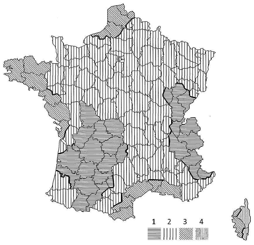 Eurocode 1 - Régions de vent